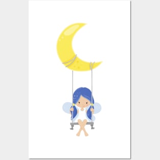 Stardust Fairy, Cute Fairy, Fairy On A Swing, Moon Posters and Art